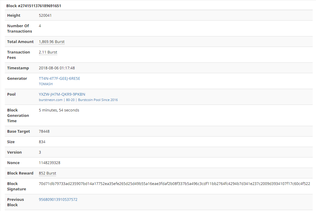 Image showing Burstcoin block details and information